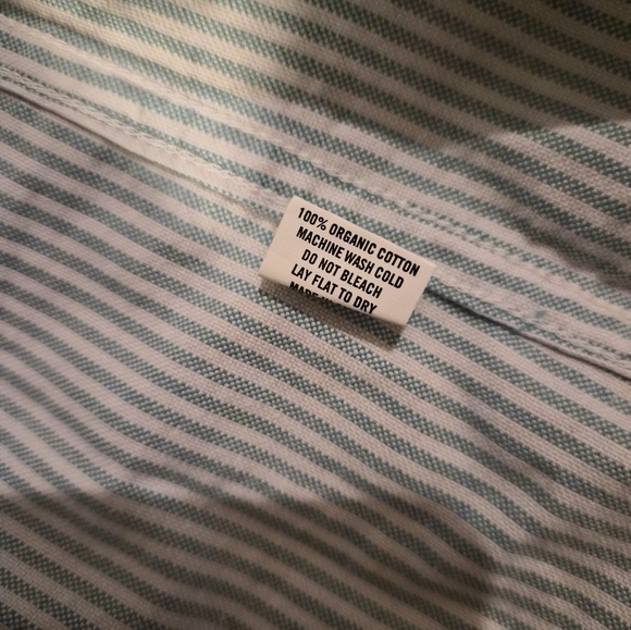 Taylor Stitch Green and White Striped Casual Shirt 40 - Picture 4 of 4